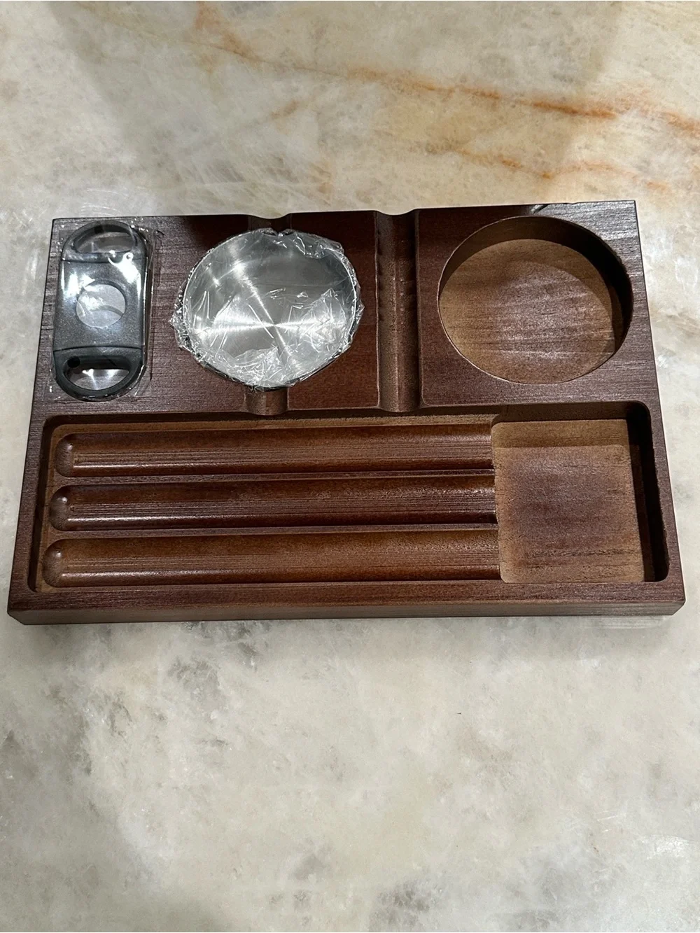 Wooden Valet Cigar Tray Organizer - Brown
